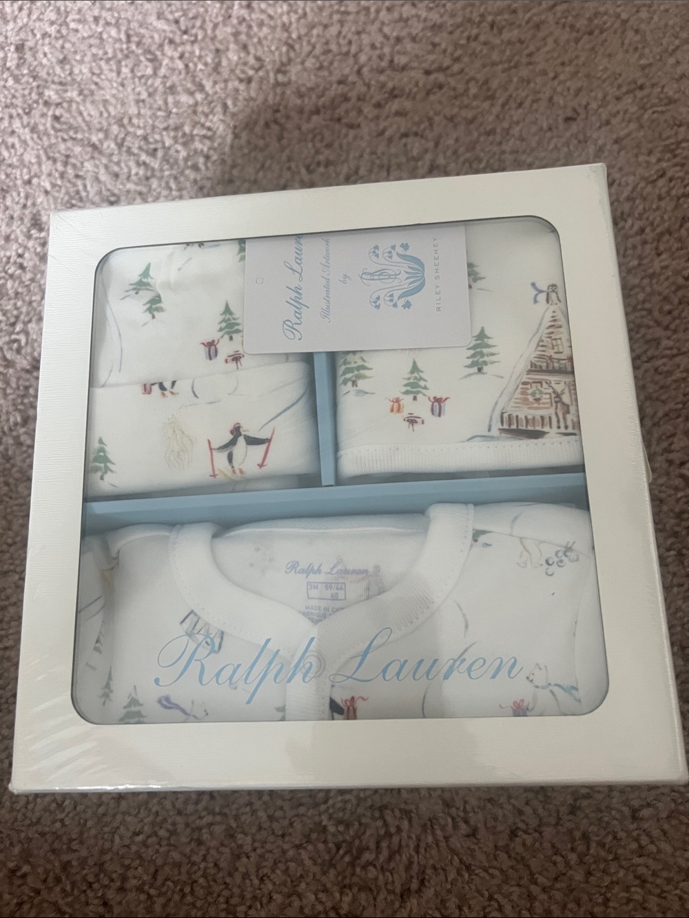 Ralph Lauren White Ski & Winter Print Kids Pajama Set